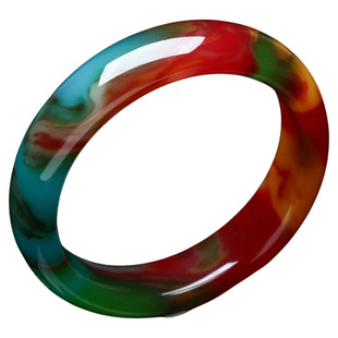 高级感中国风正品琉璃仿新疆鸡血玉和田玉石手镯金丝玉玉镯子