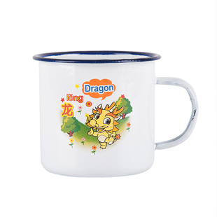 儿童十二生肖茶缸子怀旧经典带盖定制马克杯复古老式铁茶杯搪瓷杯