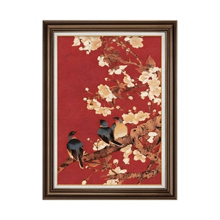 喜上眉梢玄关装饰画复古油画入户走廊过道挂画高级感欧式客厅壁画