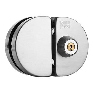 不锈钢玻璃门地锁推拉门锁双门单开无框门锁商铺店面免开孔中央锁