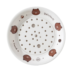 高颜值双层沥水饺子盘圆形家用食品级吃饺子专用盘耐摔圆盘早餐盘