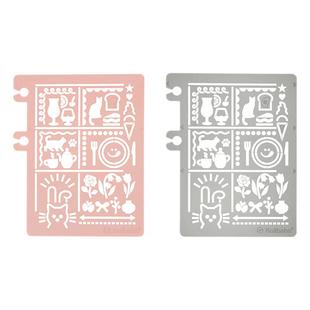 日本delfonics Rollbahn模板尺金属书签手账标签多功能镂空图案尺