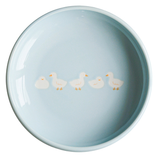 日本制 可爱白鸭深圆盘 可微波餐盘咖喱饭盘釉下彩健康儿童盘