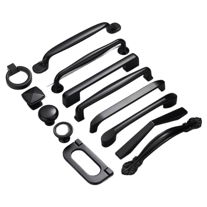 简约新款黑色美式拉手锌合金哑黑橱柜拉手抽屉把手衣柜门把手