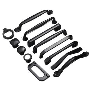 简约新款黑色美式拉手锌合金哑黑橱柜拉手抽屉把手衣柜门把手