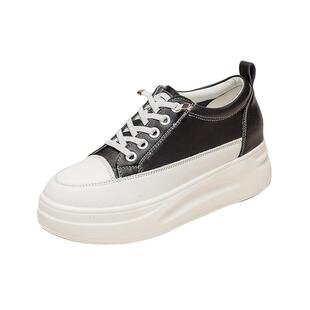 小白鞋女2026春夏新款内增高网面7CM小个子休闲厚底松糕透气板鞋