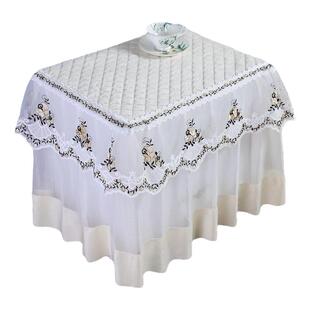 夹棉床头柜盖布欧式蕾丝卧室布艺小台布床头柜罩方巾打印机防尘罩