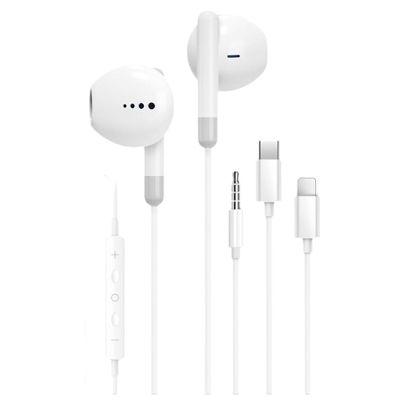 半入耳式水晶盒耳机type-c线控适用iPhone/华为/小米手机有线耳机