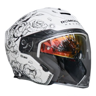 摩雷士S30摩托车半盔男骑行头盔四季双镜片机车安全帽夏四分之三