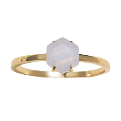 Stanza简尚14K金蓝玛瑙戒指女 镶嵌钻石小众设计轻奢高级情侣对戒