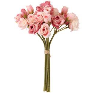 小玫瑰花束仿真花假花绢花 欧式卧室内客厅餐桌茶几插瓶摆件装饰