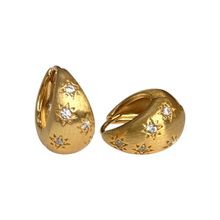 方糖家 夜幕星星水滴拉丝耳圈轻奢小众设计2026新款爆款耳环时尚