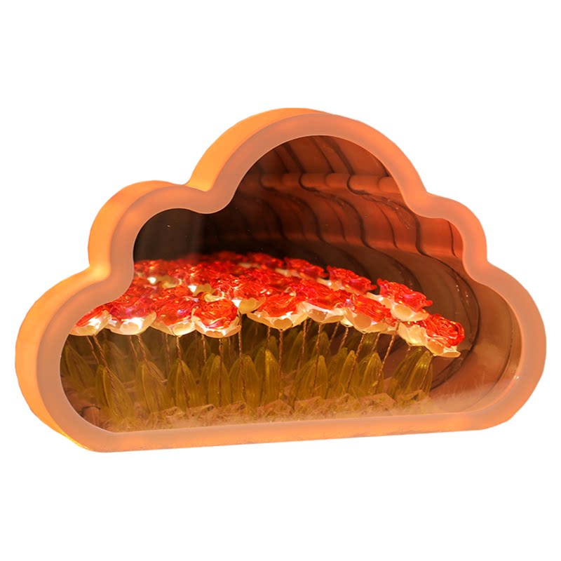 花海云朵玫瑰花小夜灯摆件