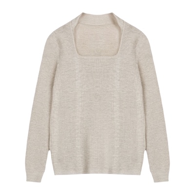 大码方领针织衫打底衫毛衣低领