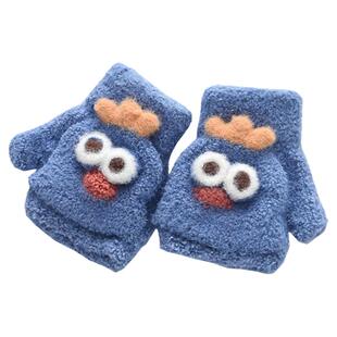 宝宝手套冬季保暖半指翻盖不分指儿童露指冬天男女童小孩2-3-4岁