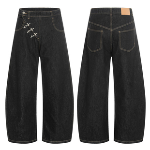 妈个鸡妈MGJM街头vibe风美式飞机排扣小众原牛黑弯刀裤牛仔裤男女