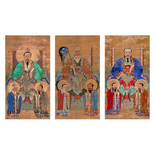 三清图·元始灵宝道德天尊像壁画国画仿古高清画像微喷复制装饰画