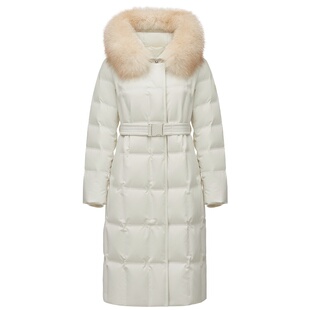 【鹅绒】坦博尔羽绒服女冬季鹅绒长款大毛领时尚修身收腰加厚外套