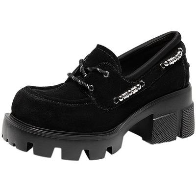 李沁同款 MIO米奥复古大头乐福鞋女2025秋新款厚底增高6.5cm单鞋