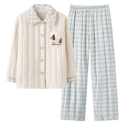 猫人优品夹棉睡衣女款可外穿冬季