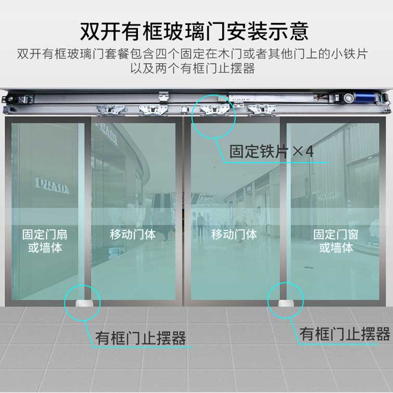 定制玻璃平移门机组一体机 电动感应门自动开门器电机配件套装