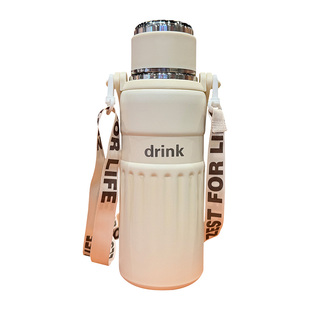 保温杯大容量学生带盖斜跨双饮水杯男款2025新款运动户外旅行水壶