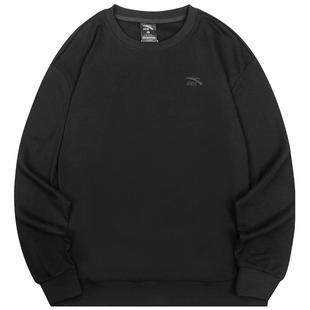 安踏加绒保暖卫衣女冬季宽松白色圆领套头上衣ins潮百搭休闲长袖