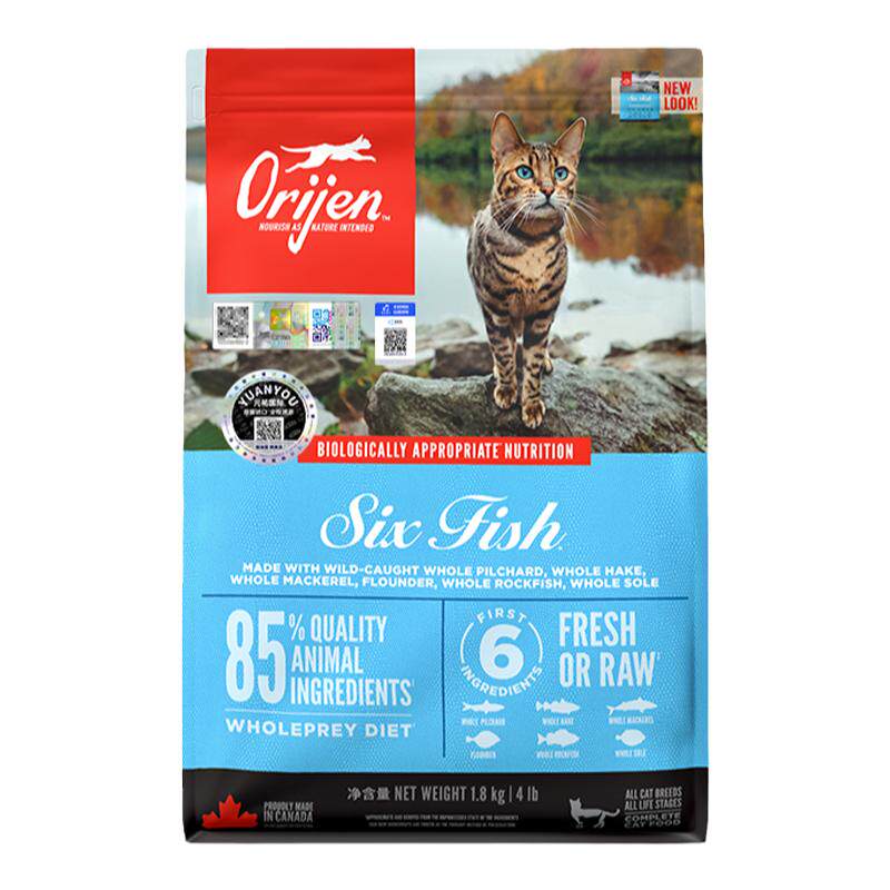 【百亿补贴】orijen渴望六种鱼进口猫粮无谷全价美毛鱼肉1.8kg