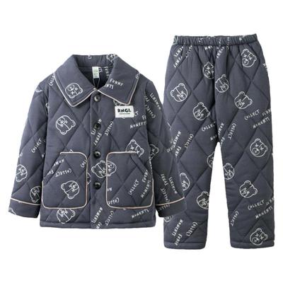 纯棉卡通儿童套装保暖冬季厚睡衣