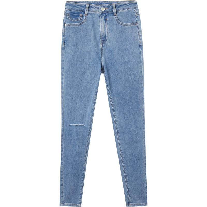 美特斯邦威裤子时尚紧身提臀牛仔裤女款四季经典款直筒牛仔长裤