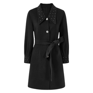 【菲妮尔Fairy】100%绵羊毛简约通勤大衣百搭双面毛呢中长款外套