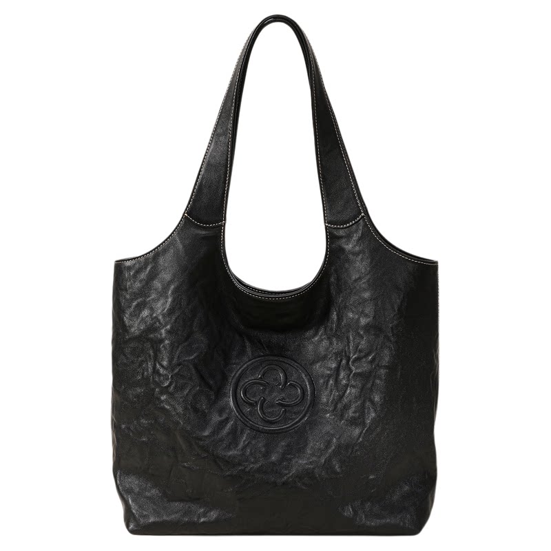 CASSILE卡思乐马甲托特包女2026新款复古大容量褶皱牛皮单肩包