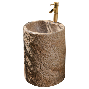 户外庭院洗手盆花园别墅阳台景区一体式仿石头水槽水池立柱洗手池