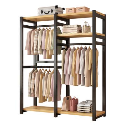 衣帽架落地卧室家用防尘衣柜简易挂衣架金属衣帽间架子置物架一体