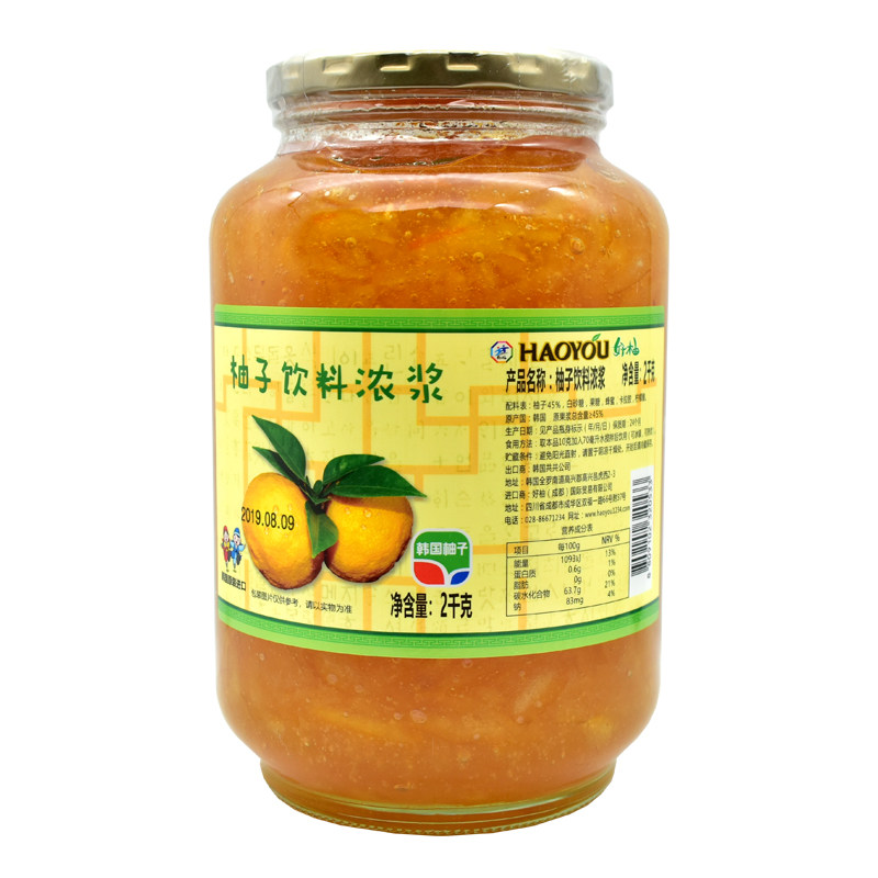 好柚蜂蜜柚子茶2kg韩国原装进蜂蜜果味茶