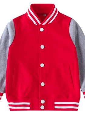 小学生校服套装春秋儿童红色棒球