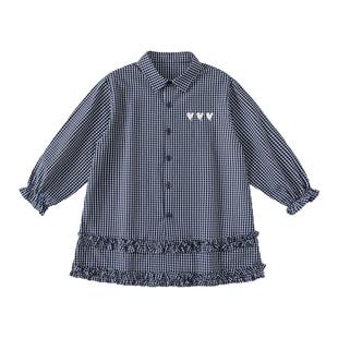 INSbobo童装女童连衣裙秋季新款格子裙儿童花边裙子好看女孩衣服