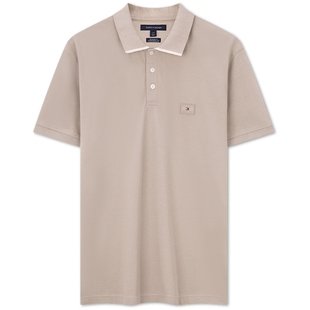 【撞色翻领】Tommy春夏男装纯棉商务休闲三粒扣贴标短袖T恤POLO衫
