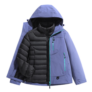 Wassup Wolf秋冬2025新款羽绒内胆三合一冲锋衣男女滑雪服外套