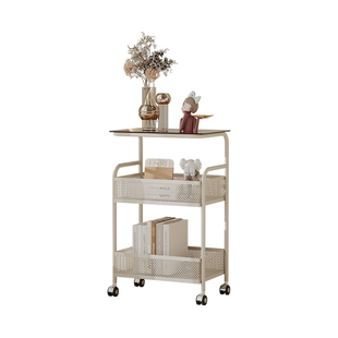 奶油风床头边几客厅零食置物架沙发边柜可移动多层储物迷你小桌子