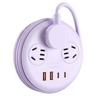 奥睿科电小包氮化镓快充绕线插排圆形家用办公插座usb插板接线板