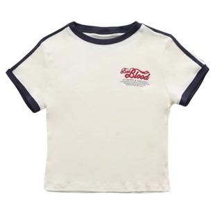 badblood美式复古短款印花运动正肩短袖T恤女辣妹上衣夏装新款潮