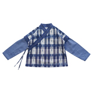 满呐秋冬新品新中式斜襟汉服上衣A类棉麻民族风男童上衣