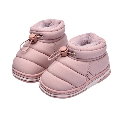 儿童冬季休闲帆布棉拖鞋加绒防滑