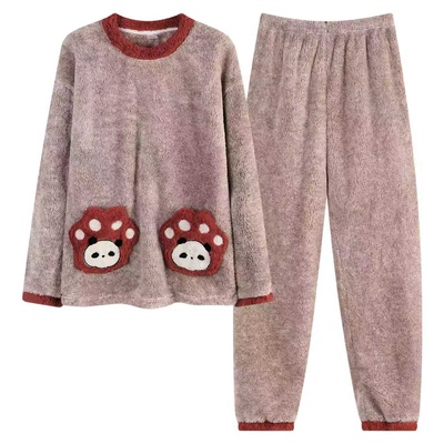 法兰绒睡衣女保暖秋冬可外穿