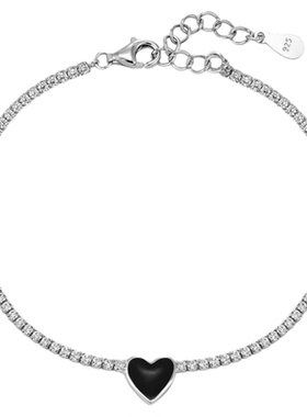 S925银滴油爱心镶钻手链