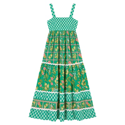 Lace patchwork backless camisole cake skirt花边露背吊带长裙