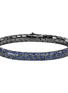 锆石蛇形手镯高颜值蛇纹男小众镯子百搭黑色手环复古男女情侣闭口