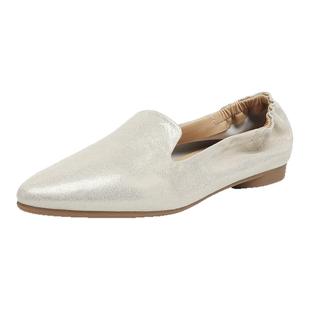 达芙妮单鞋女2026新款春季尖头平底豆豆鞋子法式通勤女士奶奶皮鞋