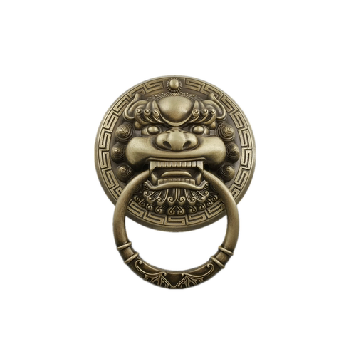 仿古中式真铜大拉手麒麟全铜大门狮子拉手仿古纯黄铜兽头实大门环